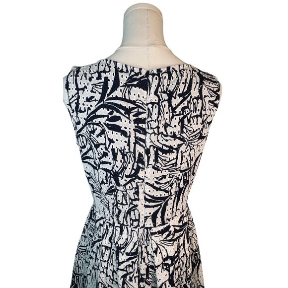 Taylor Size 6 Navy & White Abstract Print Sleeveless Dress - Picture 13 of 16